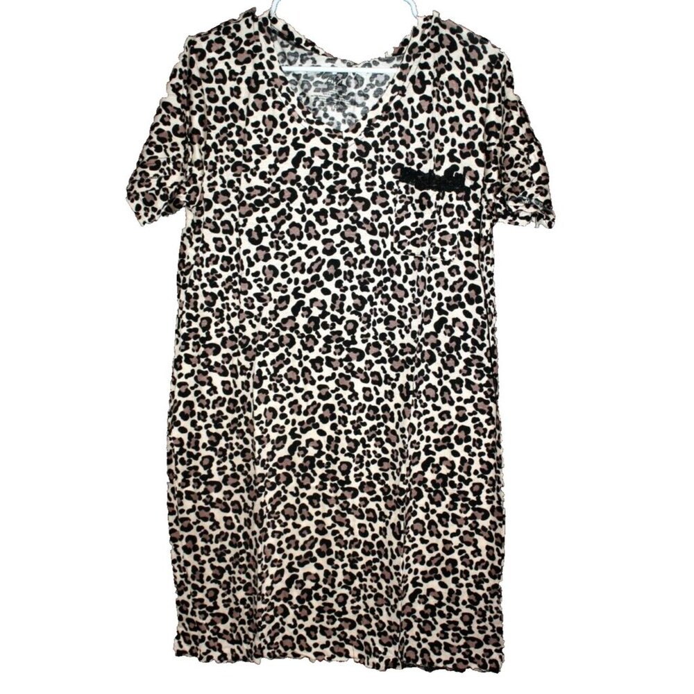 Blis Loungewear Short Sleeve Nightgown Size Medium M Cheetah Print Soft NWT
